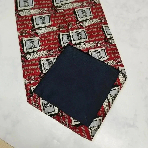 {Museum Artifacts} Computer Desktop Keyboard and Mouse Print Tie - Picture 4 of 7